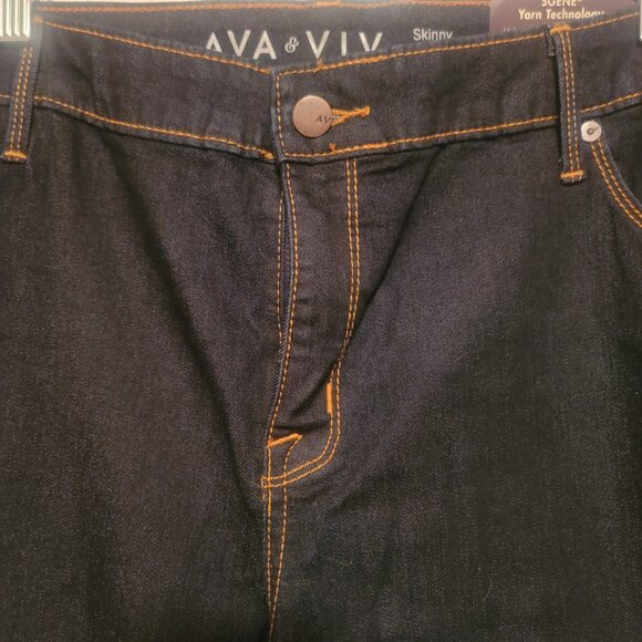 AVA & VIV - 20W R - SKINNY Power Stretch Jeans - Dark Wash - 5 Pocket - Picture 3 of 5